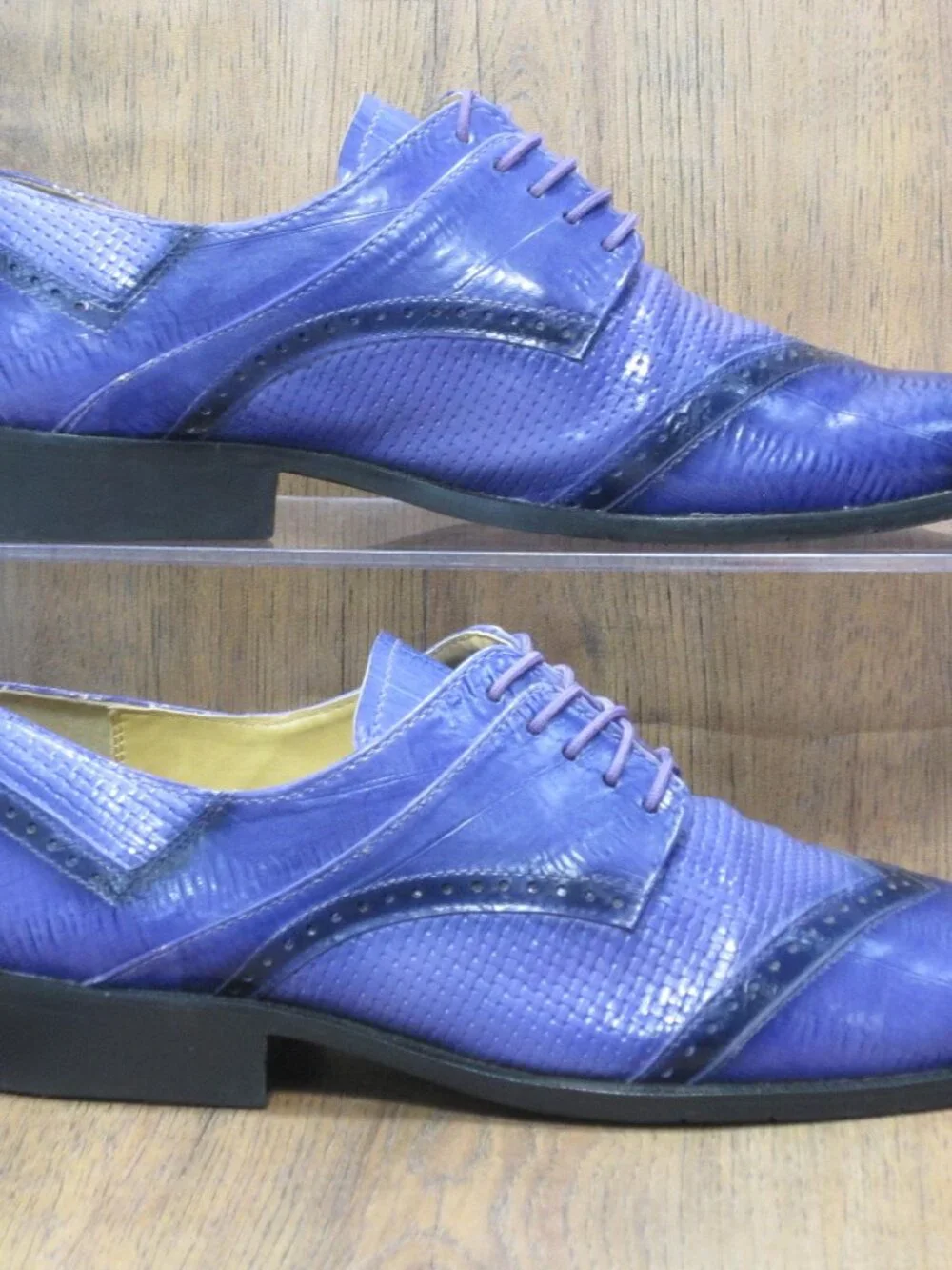Liberty Zeno Men's Shoes Kazma Leather Purple Lace-up Oxford Dress Shoe Size 8.5